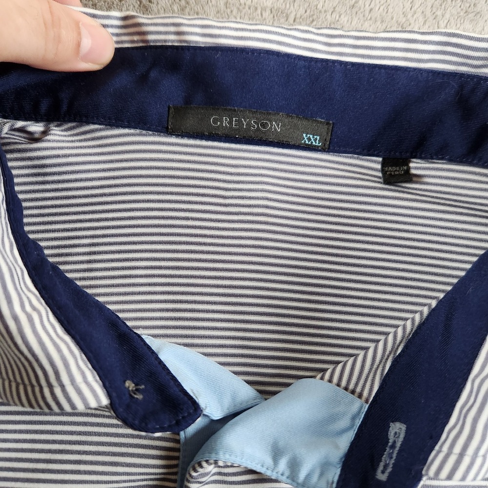 Greyson Golf Polo Shirt Mens size‎ 2XL Short Sleeve Stripe Recycled Polyester - Picture 3 of 10